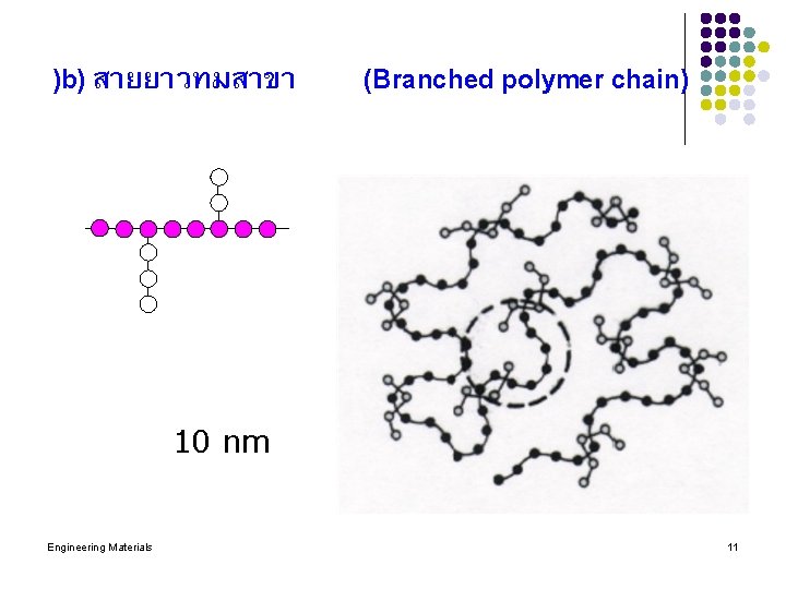 )b) สายยาวทมสาขา (Branched polymer chain) 10 nm Engineering Materials 11 