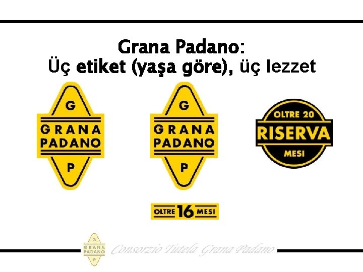 Grana Padano: Üç etiket (yaşa göre), üç lezzet 