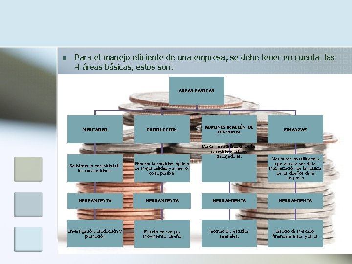 n Para el manejo eficiente de una empresa, se debe tener en cuenta las