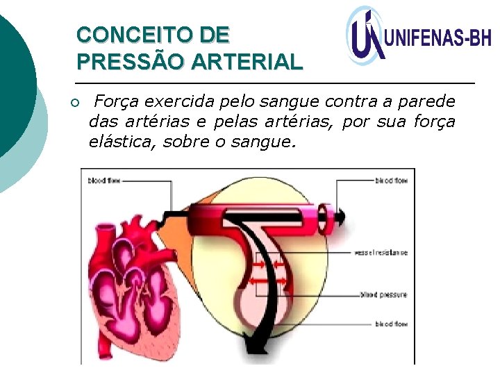 CONCEITO DE PRESSÃO ARTERIAL ¡ Força exercida pelo sangue contra a parede das artérias