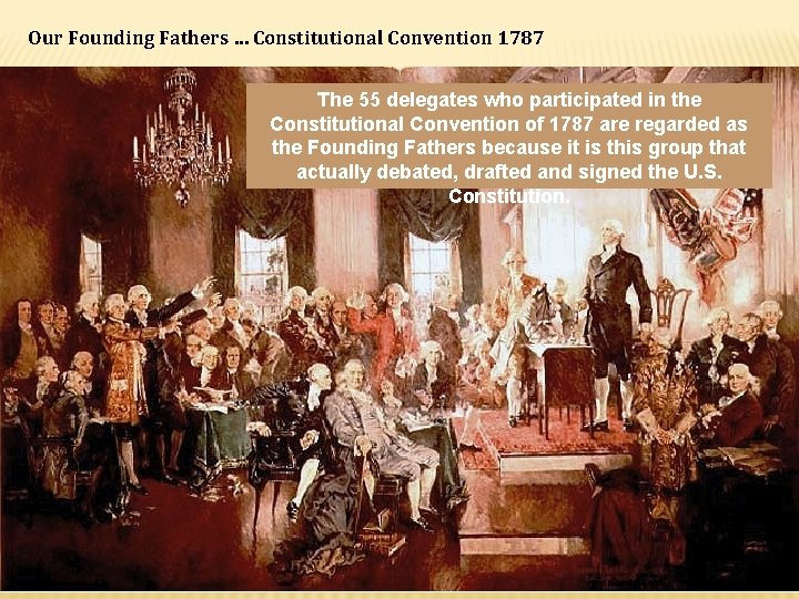 Our Founding Fathers … Constitutional Convention 1787 The 55 delegates who participated in the Our Founding Fathers … Constitutional Convention 1787 The 55 delegates who participated in the