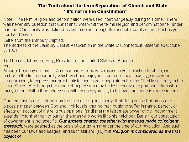 The Truth about the term Separation of Church and State “It’s not in the The Truth about the term Separation of Church and State “It’s not in the