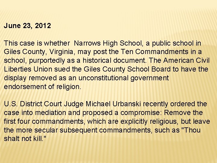June 23, 2012 This case is whether Narrows High School, a public school in June 23, 2012 This case is whether Narrows High School, a public school in