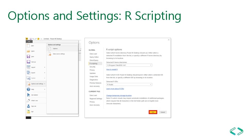 Options and Settings: R Scripting 