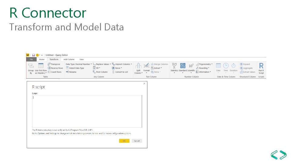 R Connector Transform and Model Data 