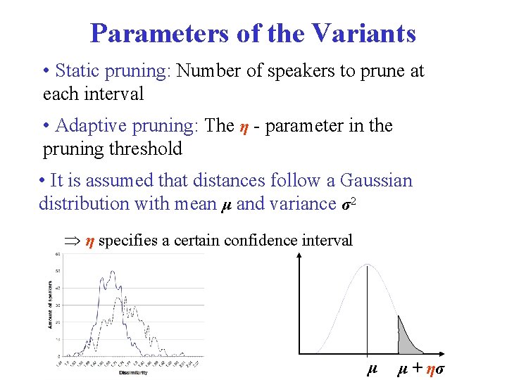 Parameters of the Variants • Static pruning: Number of speakers to prune at each