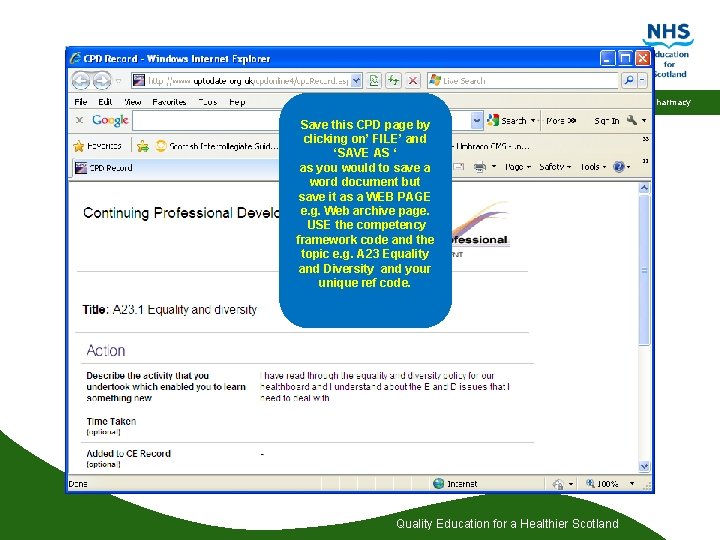 Pharmacy Save this CPD page by clicking on’ FILE’ and ‘SAVE AS ‘ as Pharmacy Save this CPD page by clicking on’ FILE’ and ‘SAVE AS ‘ as