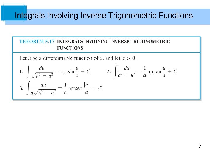 Integrals Involving Inverse Trigonometric Functions 7 