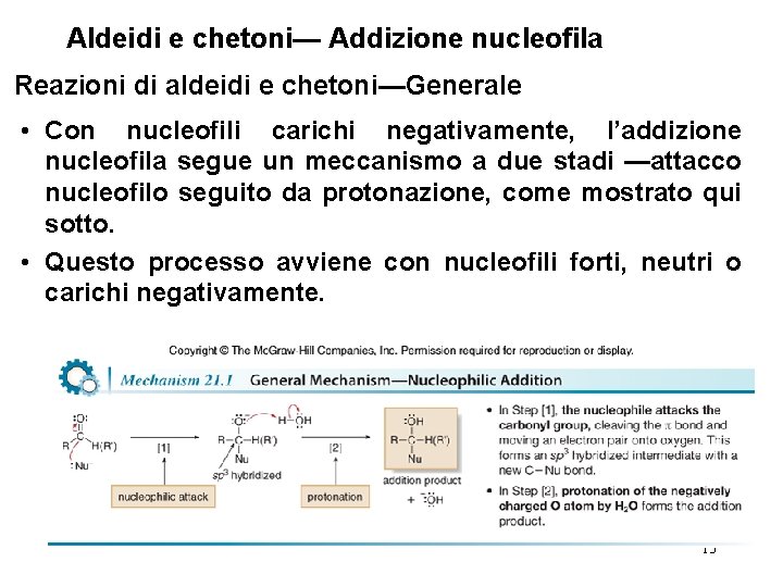 Aldeidi e chetoni— Addizione nucleofila Reazioni di aldeidi e chetoni—Generale • Con nucleofili carichi