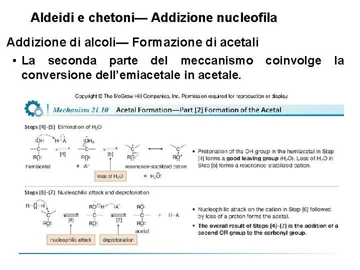 Aldeidi e chetoni— Addizione nucleofila Addizione di alcoli— Formazione di acetali • La seconda