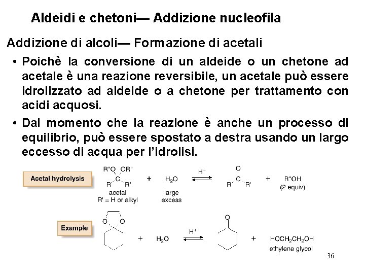 Aldeidi e chetoni— Addizione nucleofila Addizione di alcoli— Formazione di acetali • Poichè la