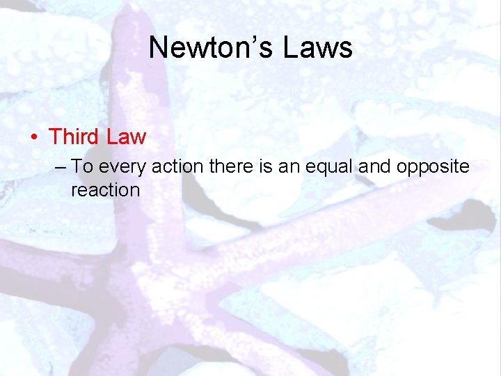 Newton’s Laws • Third Law – To every action there is an equal and