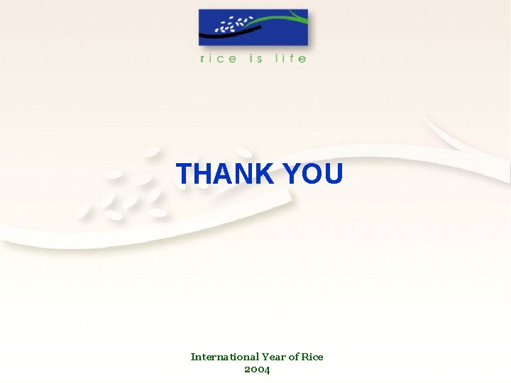 THANK YOU International Year of Rice 2004 