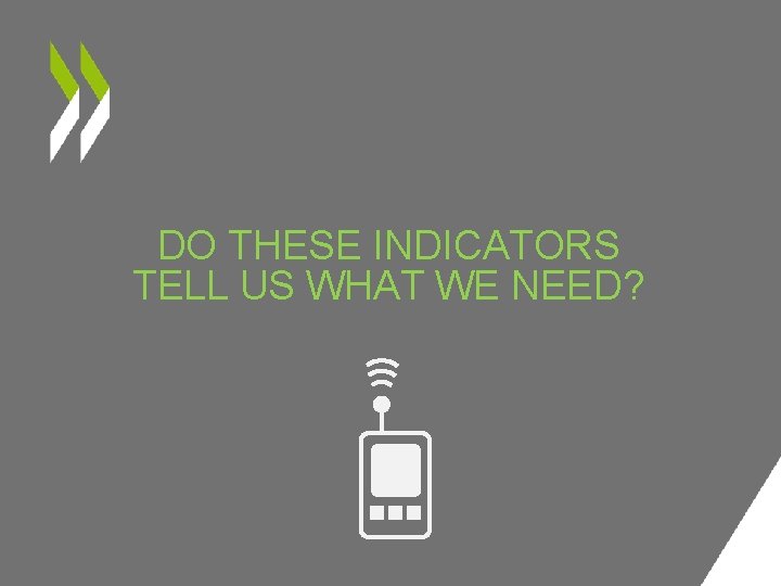 DO THESE INDICATORS TELL US WHAT WE NEED? 