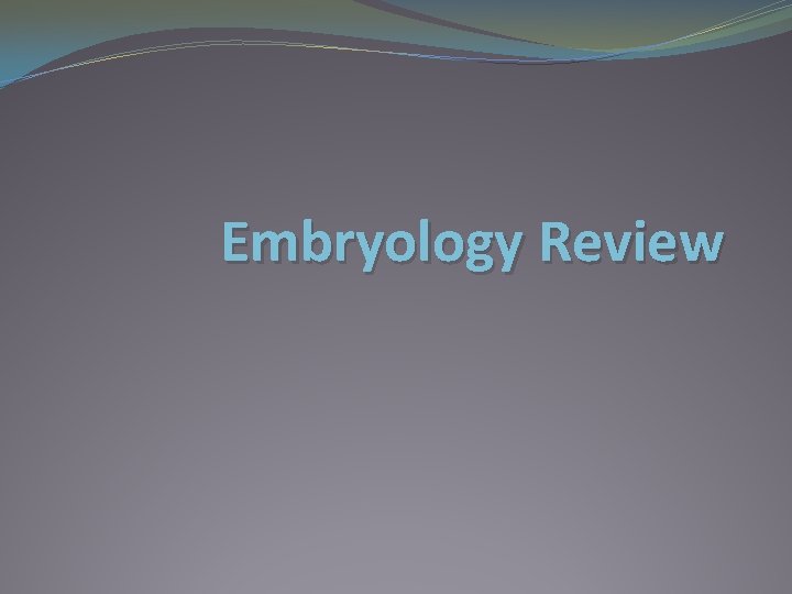 Embryology Review 