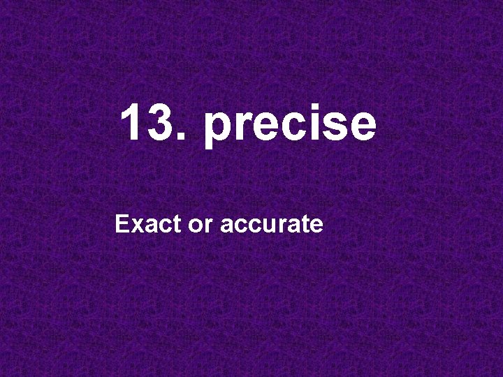 13. precise Exact or accurate 