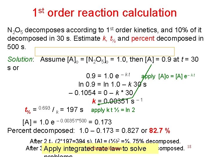 1 st order reaction calculation N 2 O 5 decomposes according to 1 st