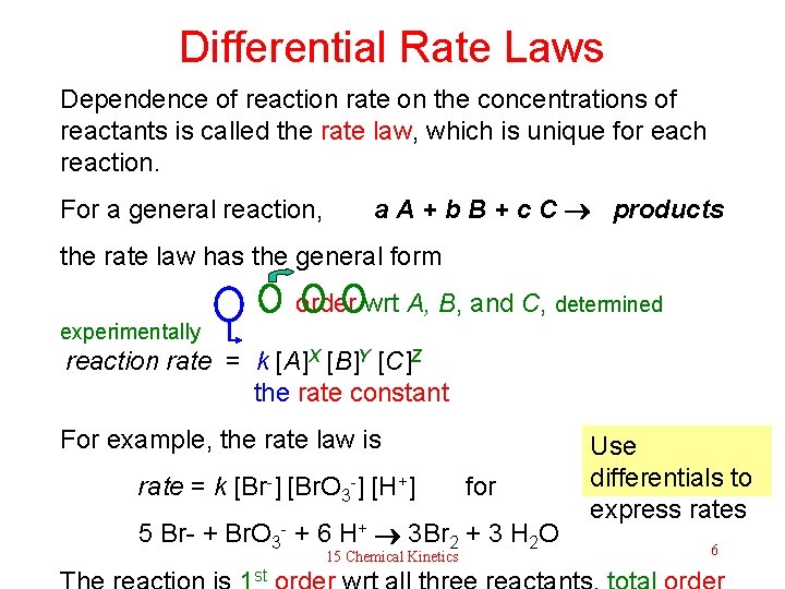 Differential Rate Laws Dependence of reaction rate on the concentrations of reactants is called