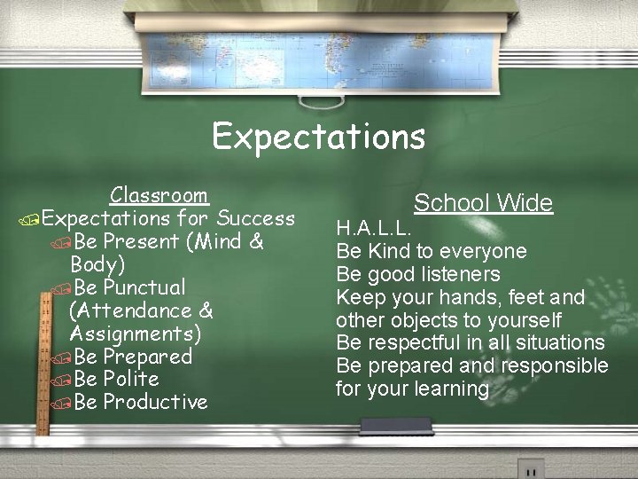 Expectations Classroom /Expectations for Success /Be Present (Mind & Body) /Be Punctual (Attendance &