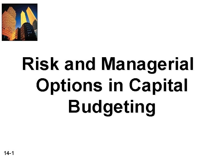 Risk and Managerial Options in Capital Budgeting 14 -1 