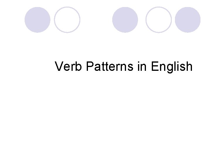 Verb Patterns in English 