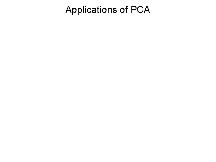 Applications of PCA 