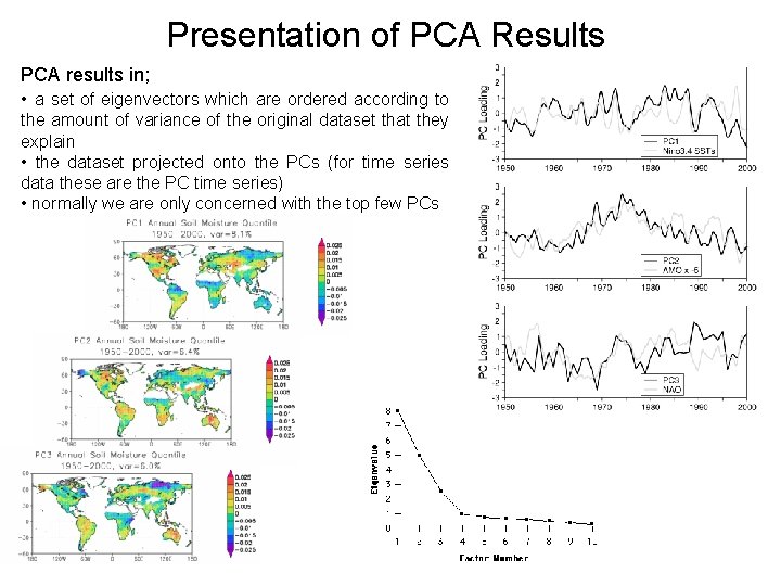 Presentation of PCA Results PCA results in; • a set of eigenvectors which are