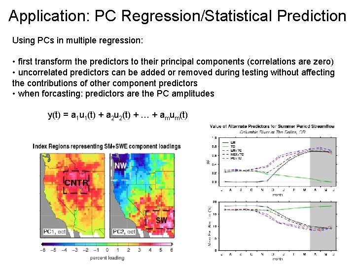 Application: PC Regression/Statistical Prediction Using PCs in multiple regression: • first transform the predictors