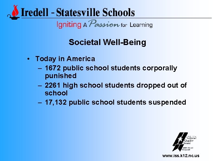Societal Well-Being • Today in America – 1672 public school students corporally punished –