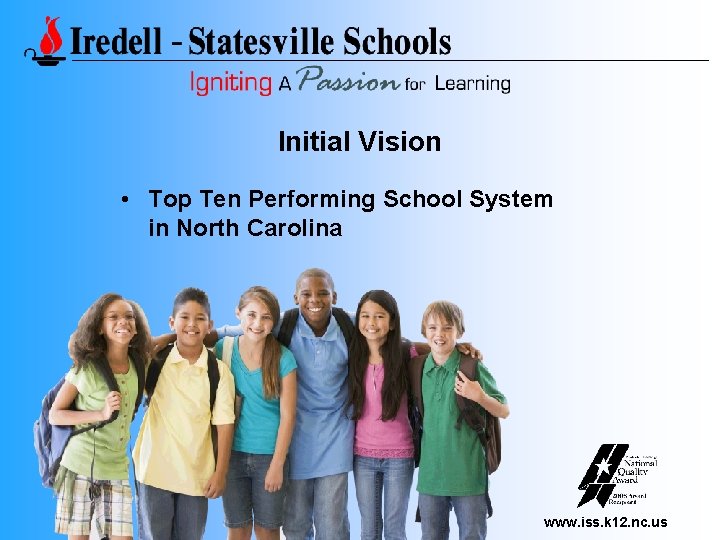 Initial Vision • Top Ten Performing School System in North Carolina www. iss. k