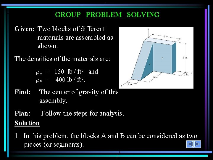 GROUP PROBLEM SOLVING Given: Two blocks of different materials are assembled as shown. The