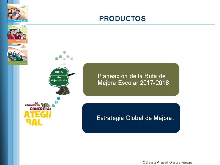 PRODUCTOS Planeación de la Ruta de Mejora Escolar 2017 -2018. Estrategia Global de Mejora.