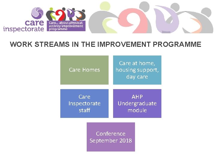 WORK STREAMS IN THE IMPROVEMENT PROGRAMME Care Homes Care at home, housing support, day