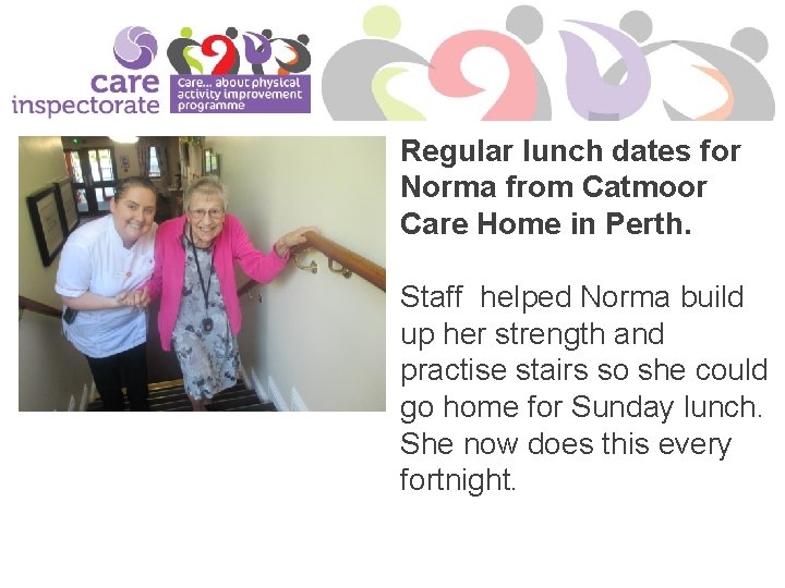 Regular lunch dates for Norma from Catmoor Care Home in Perth. Staff helped Norma