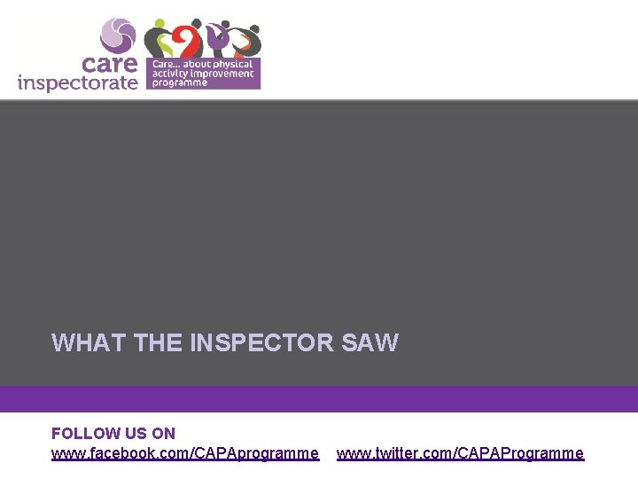 MODEL FOR IMPROVEMENT AND PDSA CYCLES WHAT THE INSPECTOR SAW FOLLOW US ON www.