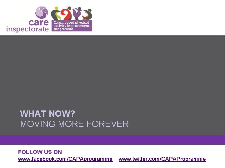 MODEL FOR IMPROVEMENT AND PDSA CYCLES WHAT NOW? MOVING MORE FOREVER FOLLOW US ON