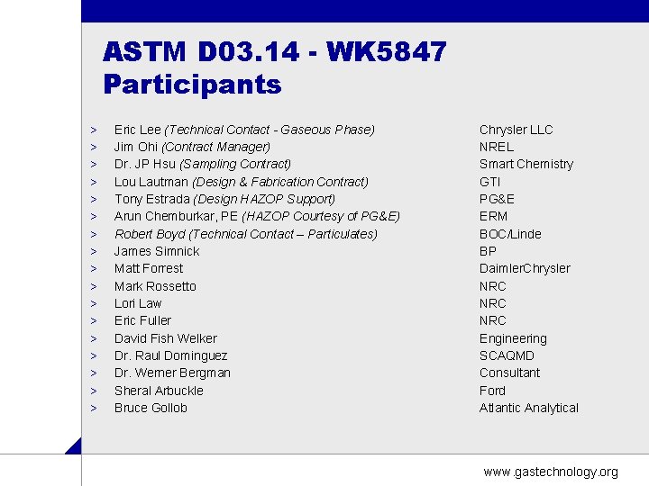 ASTM D 03. 14 - WK 5847 Participants > > > > > Eric