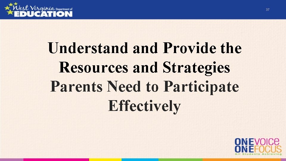 37 Understand Provide the Resources and Strategies Parents Need to Participate Effectively 