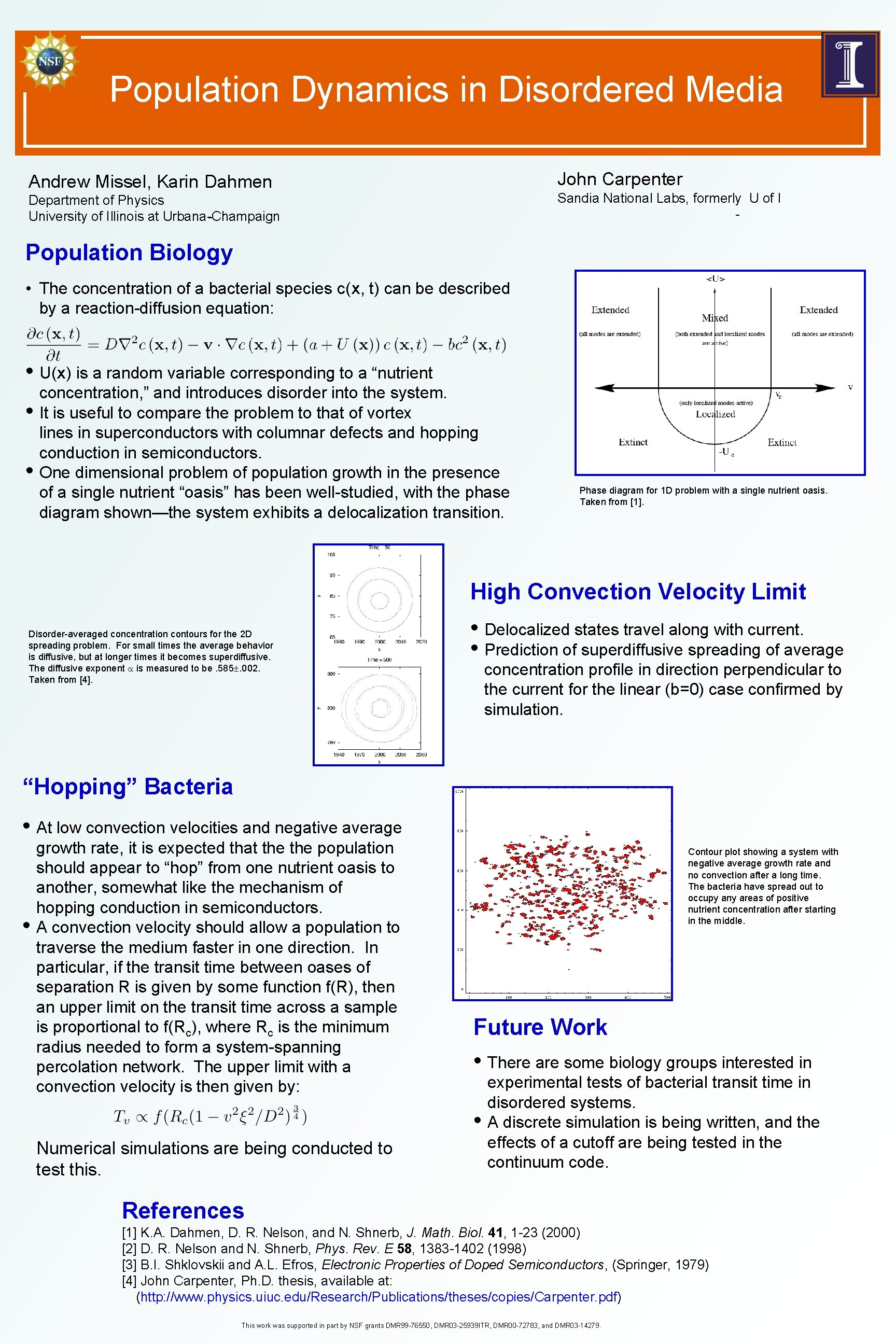 Population Dynamics in Disordered Media John Carpenter Andrew Missel, Karin Dahmen Sandia National Labs,