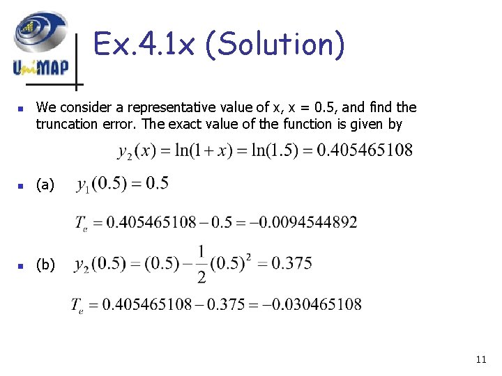 Ex. 4. 1 x (Solution) n We consider a representative value of x, x