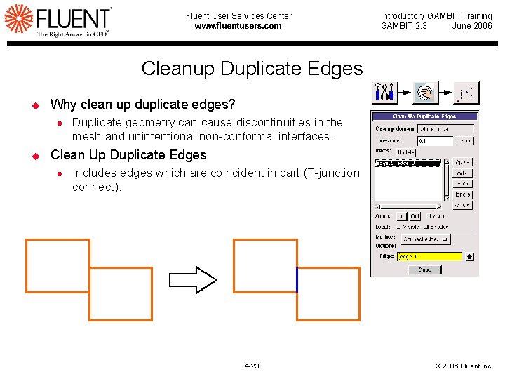 Fluent User Services Center www. fluentusers. com Introductory GAMBIT Training GAMBIT 2. 3 June