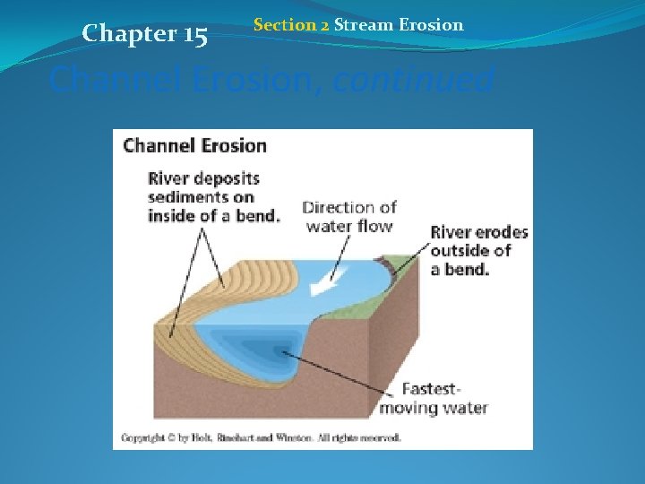 Chapter 15 Section 2 Stream Erosion Channel Erosion, continued 