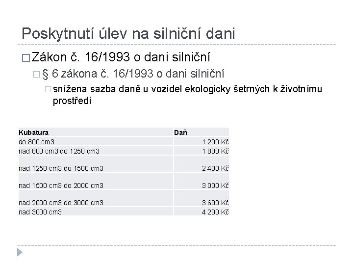 Poskytnutí úlev na silniční dani � Zákon č. 16/1993 o dani silniční � §