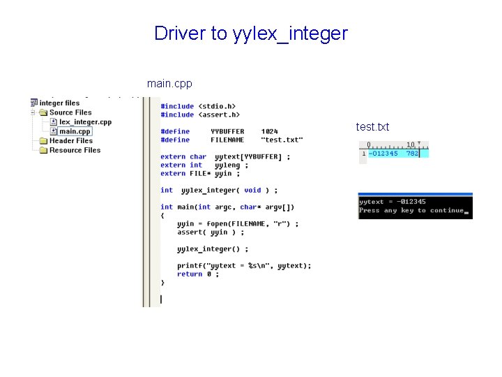 Driver to yylex_integer main. cpp test. txt Driver to yylex_integer main. cpp test. txt