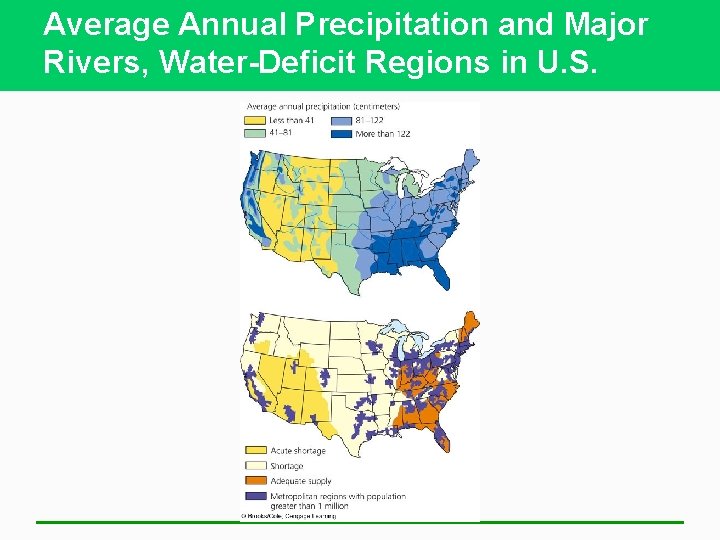 Average Annual Precipitation and Major Rivers, Water-Deficit Regions in U. S. 