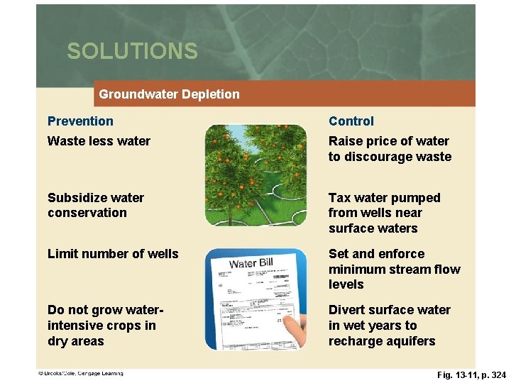SOLUTIONS Groundwater Depletion Prevention Control Waste less water Raise price of water to discourage