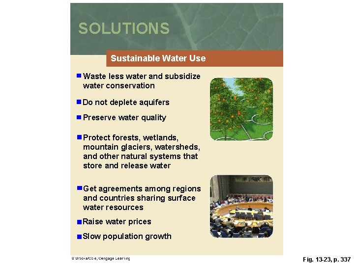 SOLUTIONS Sustainable Water Use Waste less water and subsidize water conservation Do not deplete