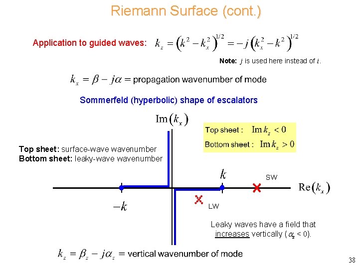 Riemann Surface (cont. ) Application to guided waves: Note: j is used here instead