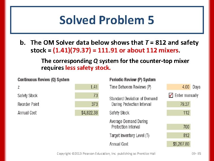 Solved Problem 5 b. The OM Solver data below shows that T = 812