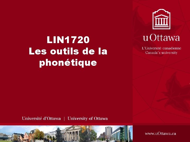 LIN 1720 Les outils de la phonétique 